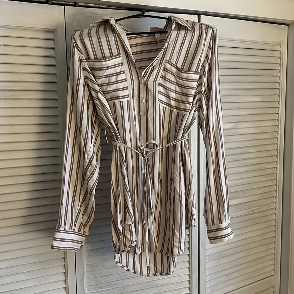 Maternity Long Sleeve Woven Popover Tunic